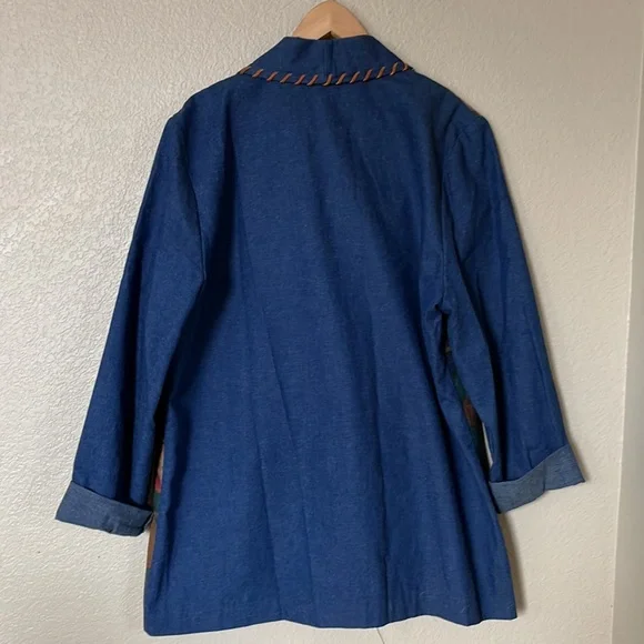 Diamond L Western Wear Patterned Denim Jean Jacket sz L - Picture 3 of 9